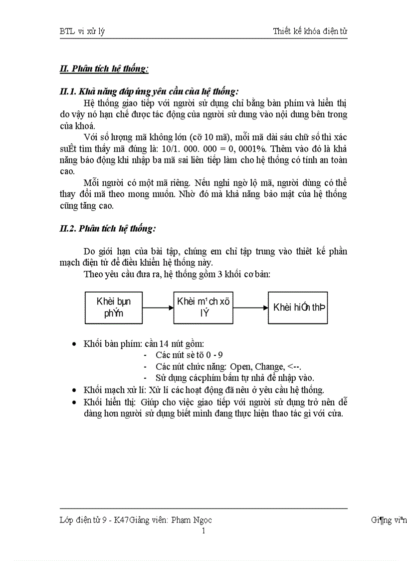 Thiết kế hệ thống khóa mã điện tử 1