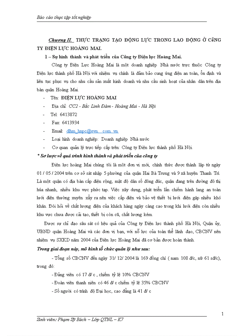 image for page Một số giải pháp nhằm tạo động lực cho người lao động tại Công ty Điện lực Hoàng Mai