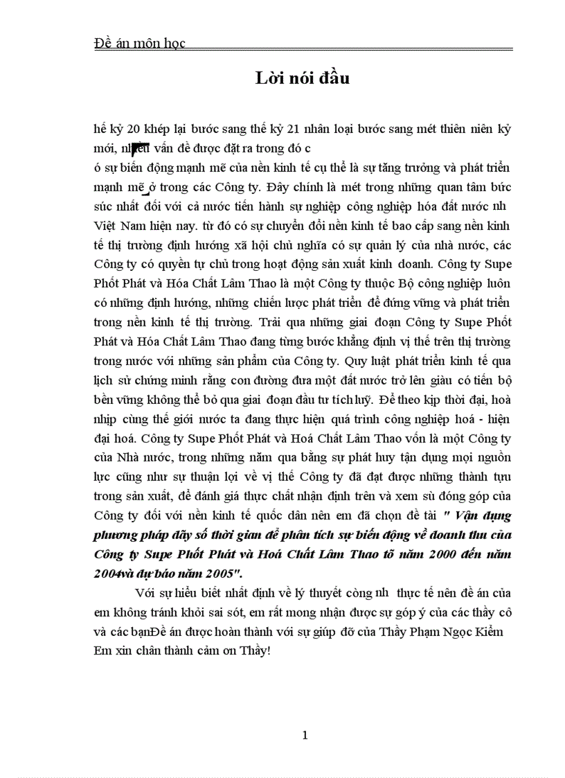 image for page Vận dụng phương pháp dãy số thời gian để phân tích sự biến động về doanh thu của Công ty Supe Phốt Phát và Hoá Chất Lâm Thao từ năm 2000 đến năm 2004và dự báo năm 2005 1