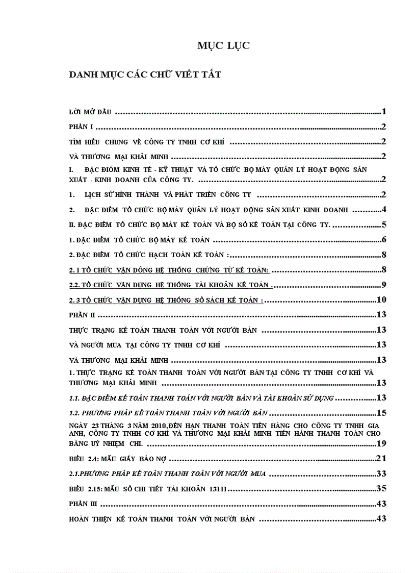 image for page Hoàn thiện kế toán thanh toán với người bán và người mua tại Công ty TNHH Cơ khí và thương mại Khải Minh