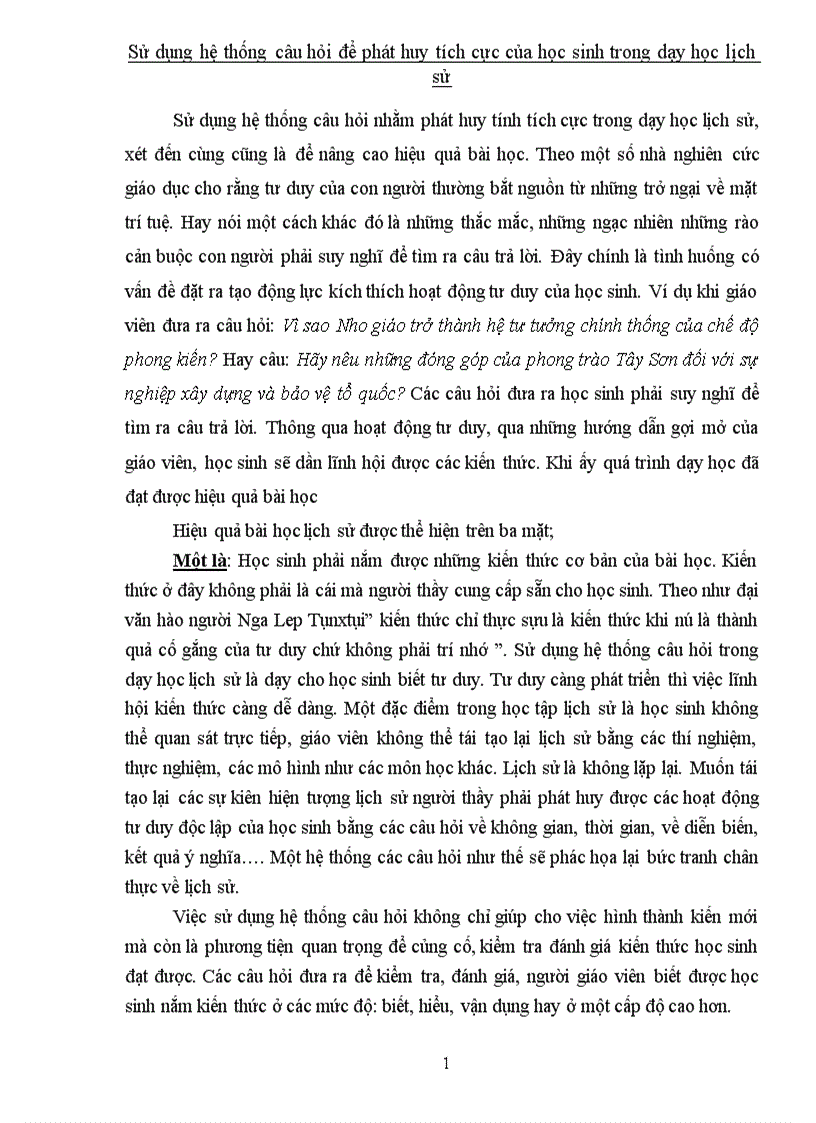 image for page Sử dụng hệ thống câu hỏi để phát huy tích cực của học sinh trong dạy học lịch sử