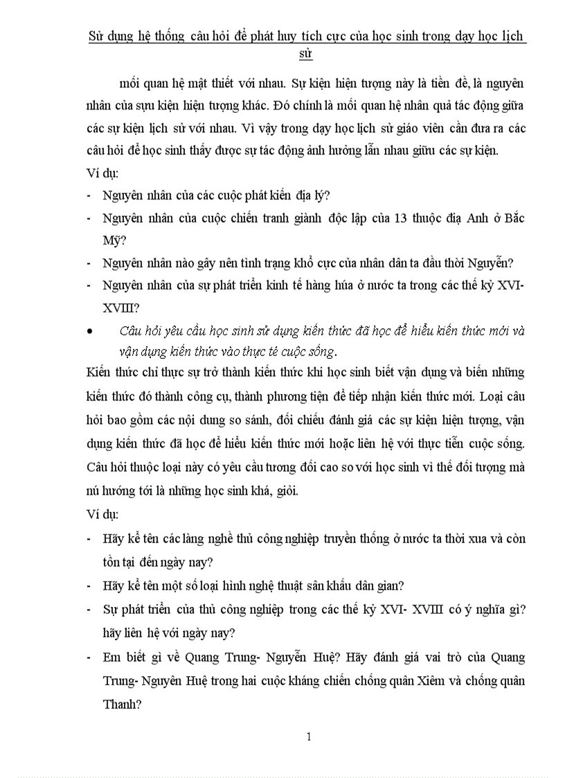 image for page Sử dụng hệ thống câu hỏi để phát huy tích cực của học sinh trong dạy học lịch sử