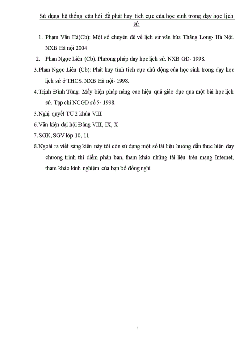 image for page Sử dụng hệ thống câu hỏi để phát huy tích cực của học sinh trong dạy học lịch sử