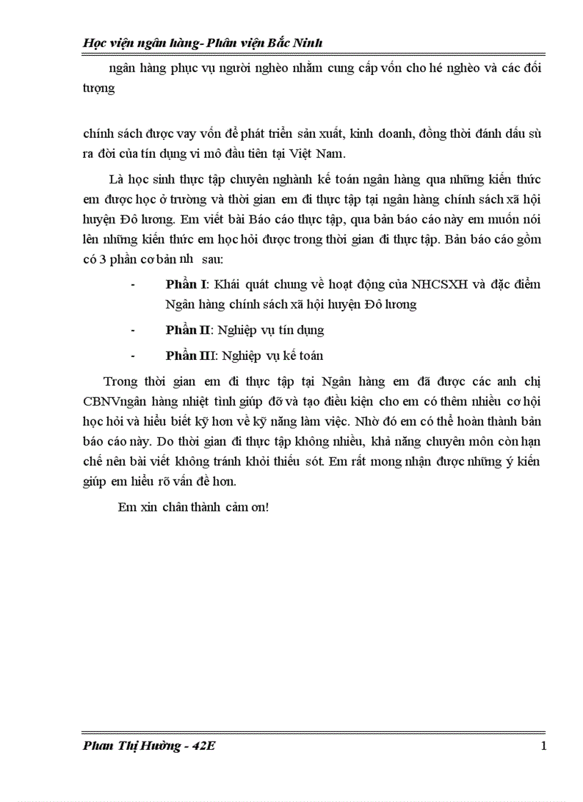 image for page Báo cáo thực tập tốt nghiệp tại NHCSXH huyện Đô Lương