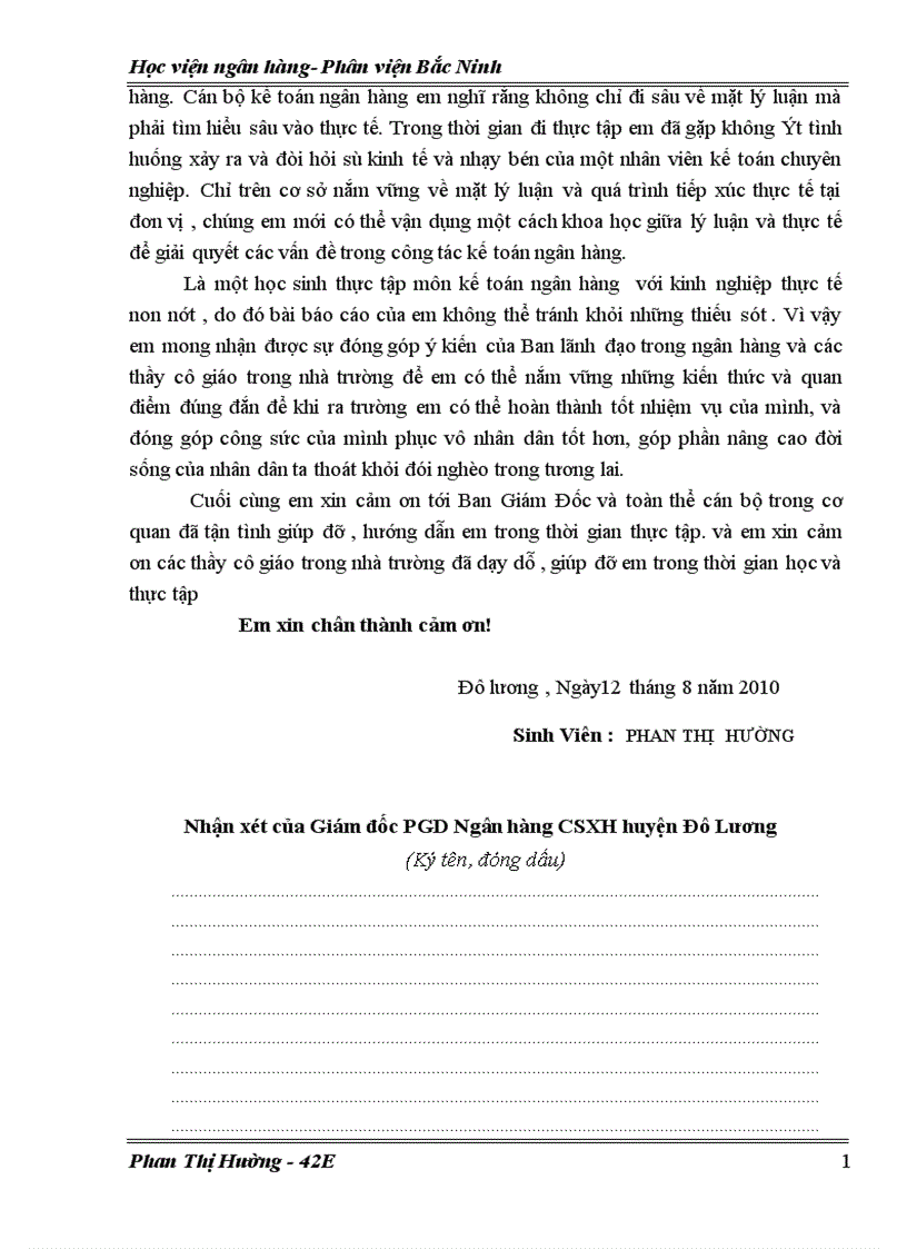 image for page Báo cáo thực tập tốt nghiệp tại NHCSXH huyện Đô Lương