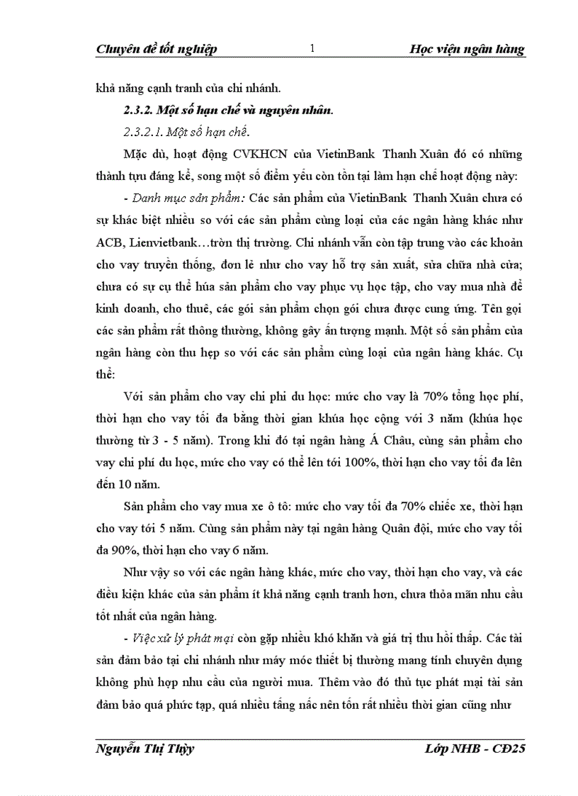 image for page Mở rộng hoạt động cho vay khách hàng cá nhân tại Ngân hàng Thương Mại Cổ Phần Công Thương Việt Nam Chi nhánh Thanh Xuân 1