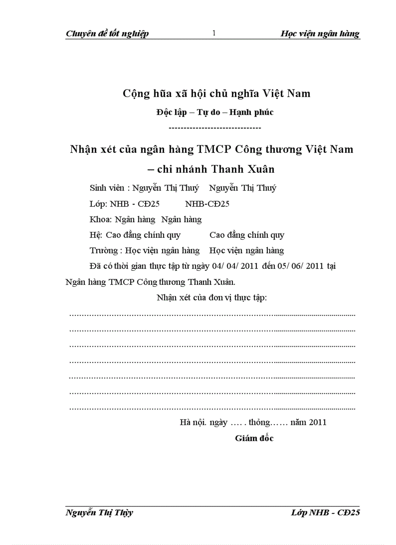 image for page Mở rộng hoạt động cho vay khách hàng cá nhân tại Ngân hàng Thương Mại Cổ Phần Công Thương Việt Nam Chi nhánh Thanh Xuân 1