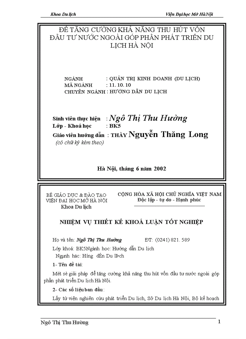 image for page Một số giải pháp để tăng cường khả năng thu hút vốn đầu tư nước ngoài góp phần phát triển Du lịch Hà Nội 1