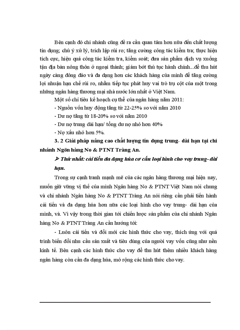 image for page Nâng cao chất lượng tín dụng trung và dài hạn tại chi nhánh Ngân Hàng No PTNT Tràng An 1