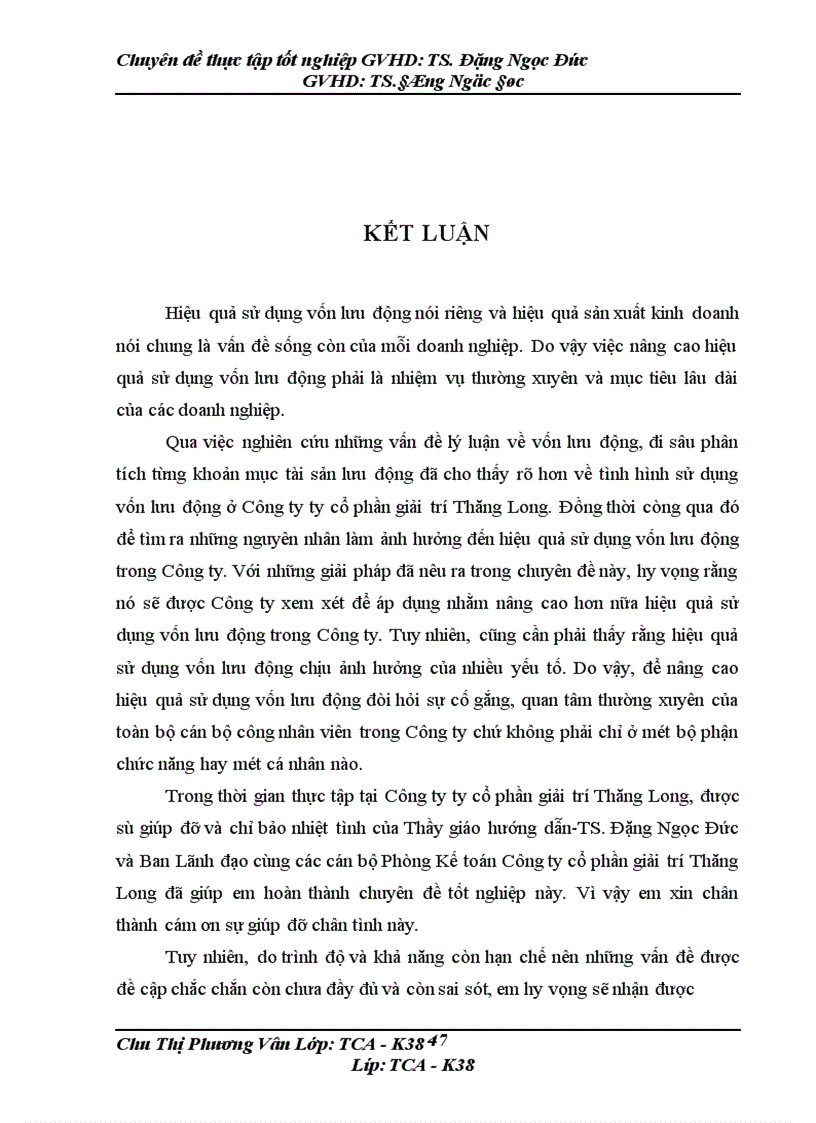 image for page Giải pháp nhằm nâng cao hiệu quả sử dụng vốn lưu động ở Công ty Cổ phần giải trí Thăng Long 1