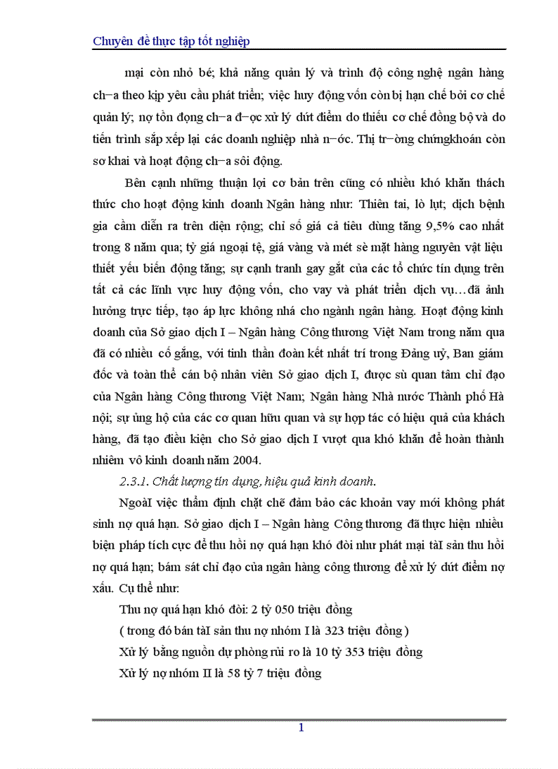 image for page Hoàn thiện nghiệp vụ cho vay của Sở giao dịch I Ngân hàng Công thương Việt Nam 1