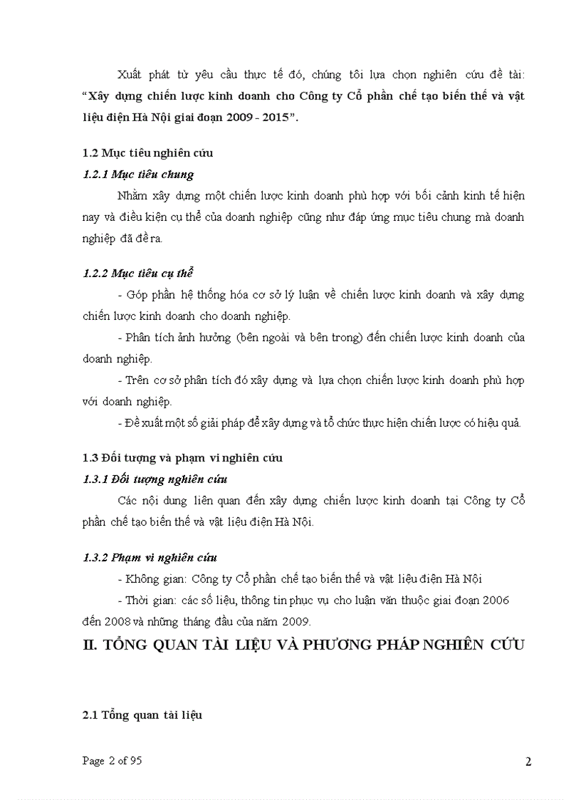 image for page Xây dựng chiến lược kinh doanh cho Công ty Cổ phần chế tạo biến thế và vật liệu điện Hà Nội giai đoạn 2009 2015