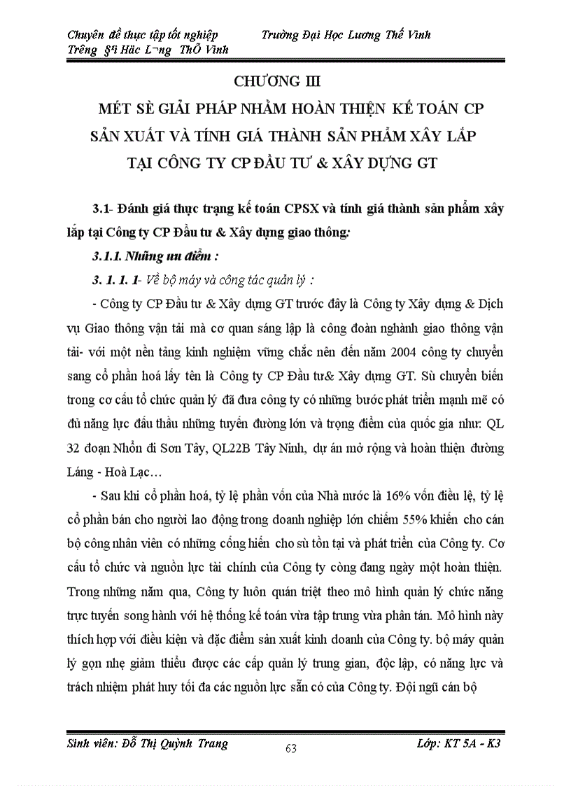 image for page Hoàn thiện kế toán chi phí sản xuất và tính giá thành sản phẩm xây lắp tại Công ty Cổ phần Đầu tư Xây dựng Giao thông 1