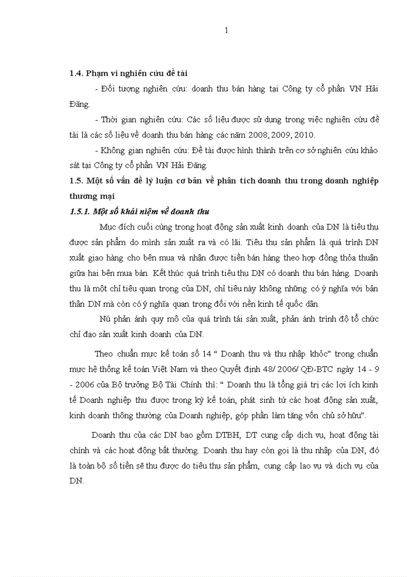 image for page Phân tích doanh thu tại công ty cổ phần VN Hải Đăng 1