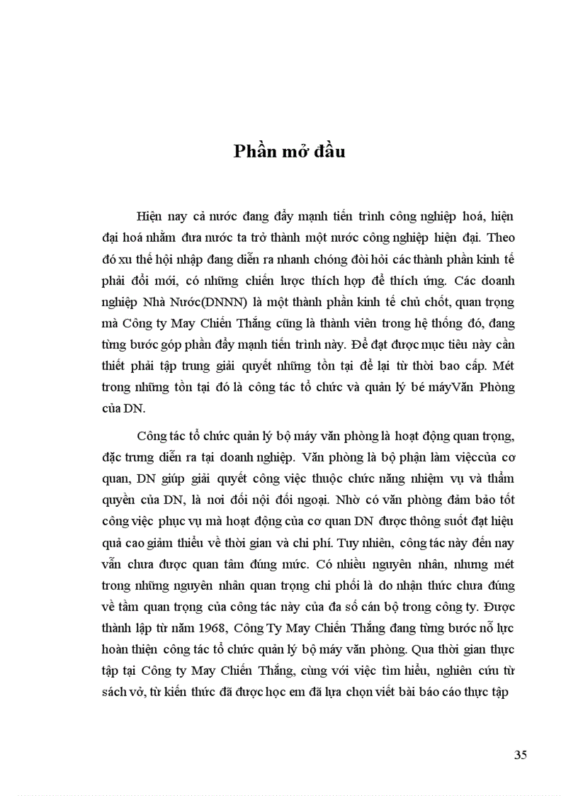 image for page Một số vấn đề về tổ chức bộ máy văn phòng nhằm từng bước nâng cao hiệu quả quản lý tại công ty May Chiến Thắng 1