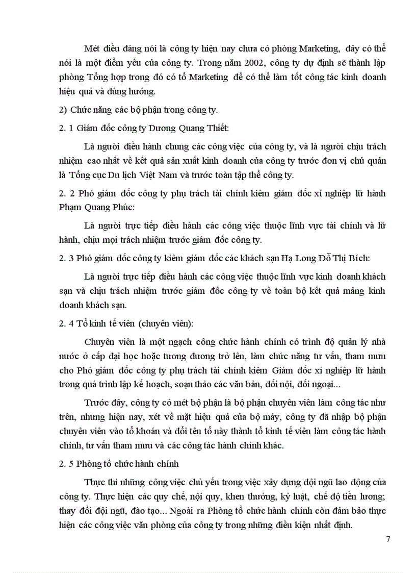 image for page Mô hình cơ cấu tổ chức chức năng các bộ phận của công ty Du lịch Quảng Ninh