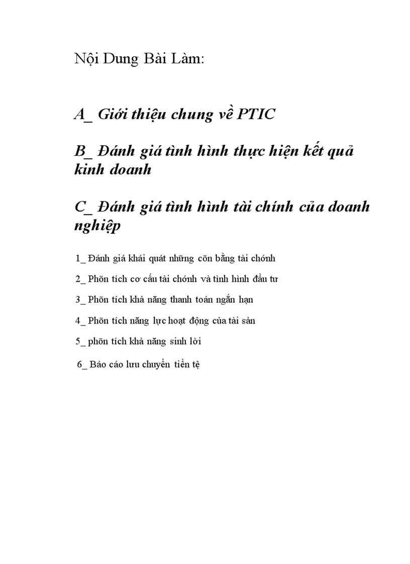 Phân tích tình hình tài chính của doanh nghiệp công ty cổ phần và đầu tư bưu điện PTIC 1