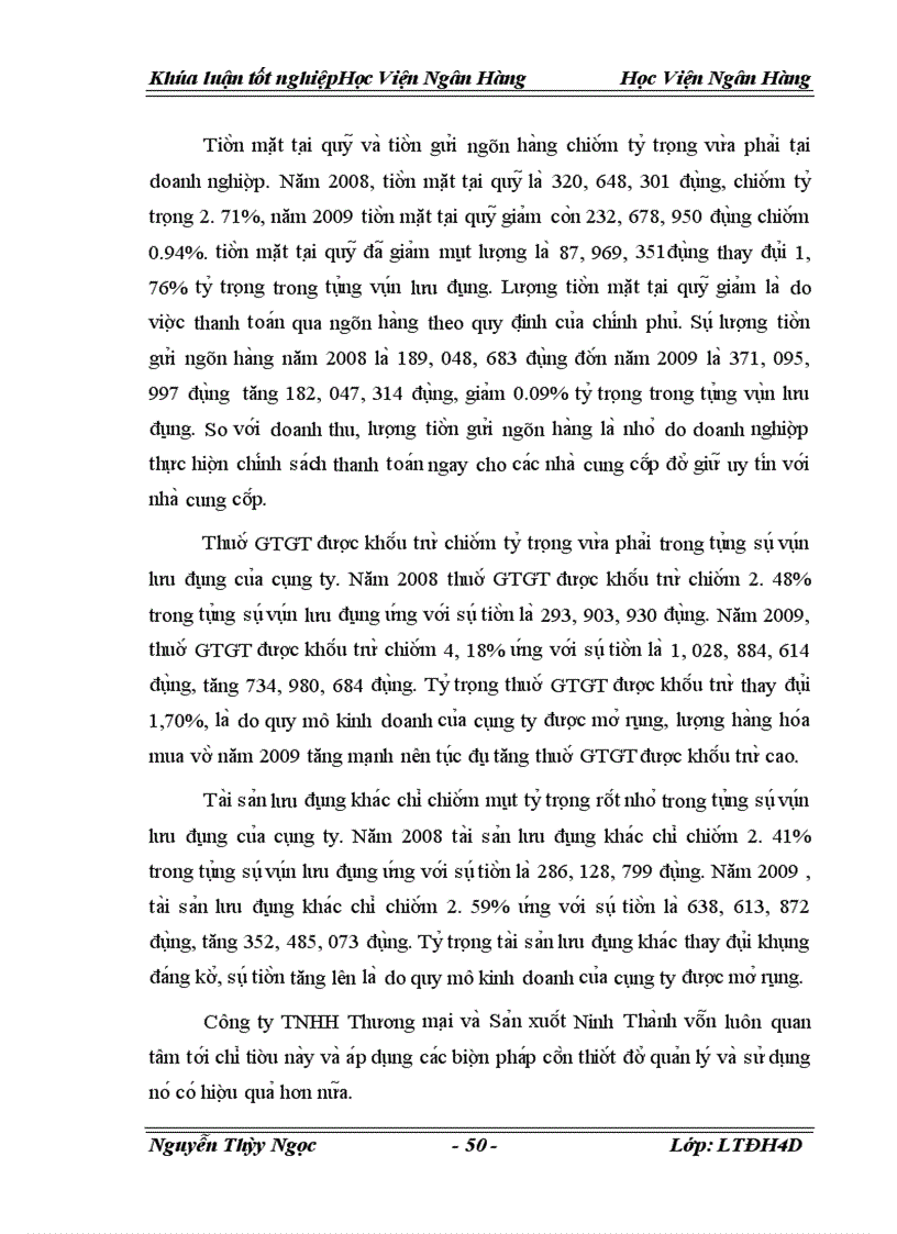 image for page Vốn lưu động và các giải pháp tài chính nâng cao hiệu quả tổ chức sử dụng vốn lưu động tại công ty TNHH thương mại và sản xuất Ninh Thành