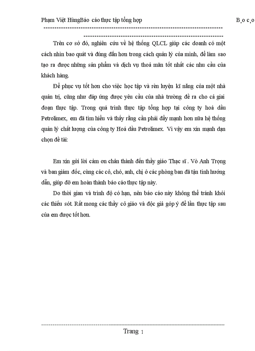 image for page Báo cáo thực tập tổng hợp tại công ty hoá dầu Petrolimex