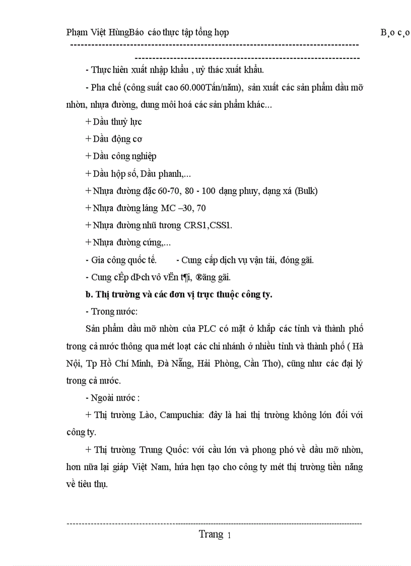 image for page Báo cáo thực tập tổng hợp tại công ty hoá dầu Petrolimex