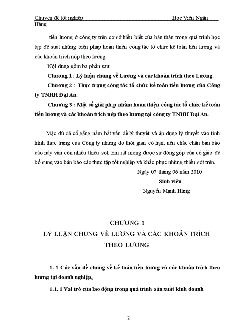 image for page Công tác tổ chức kế toán tiền lương và các khoản trích nộp theo lương tại Công ty TNHH Đại An 1