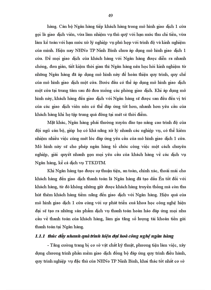 image for page Hoàn thiện và phát triển dịch vụ TTKDTM thông qua việc mở và sử dụng tài khoản tiền gửi thanh toán tại NHNo TP Ninh Bình
