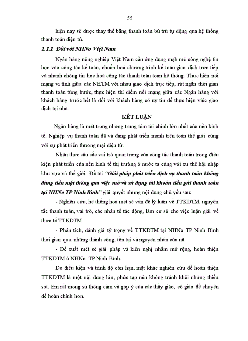 image for page Hoàn thiện và phát triển dịch vụ TTKDTM thông qua việc mở và sử dụng tài khoản tiền gửi thanh toán tại NHNo TP Ninh Bình
