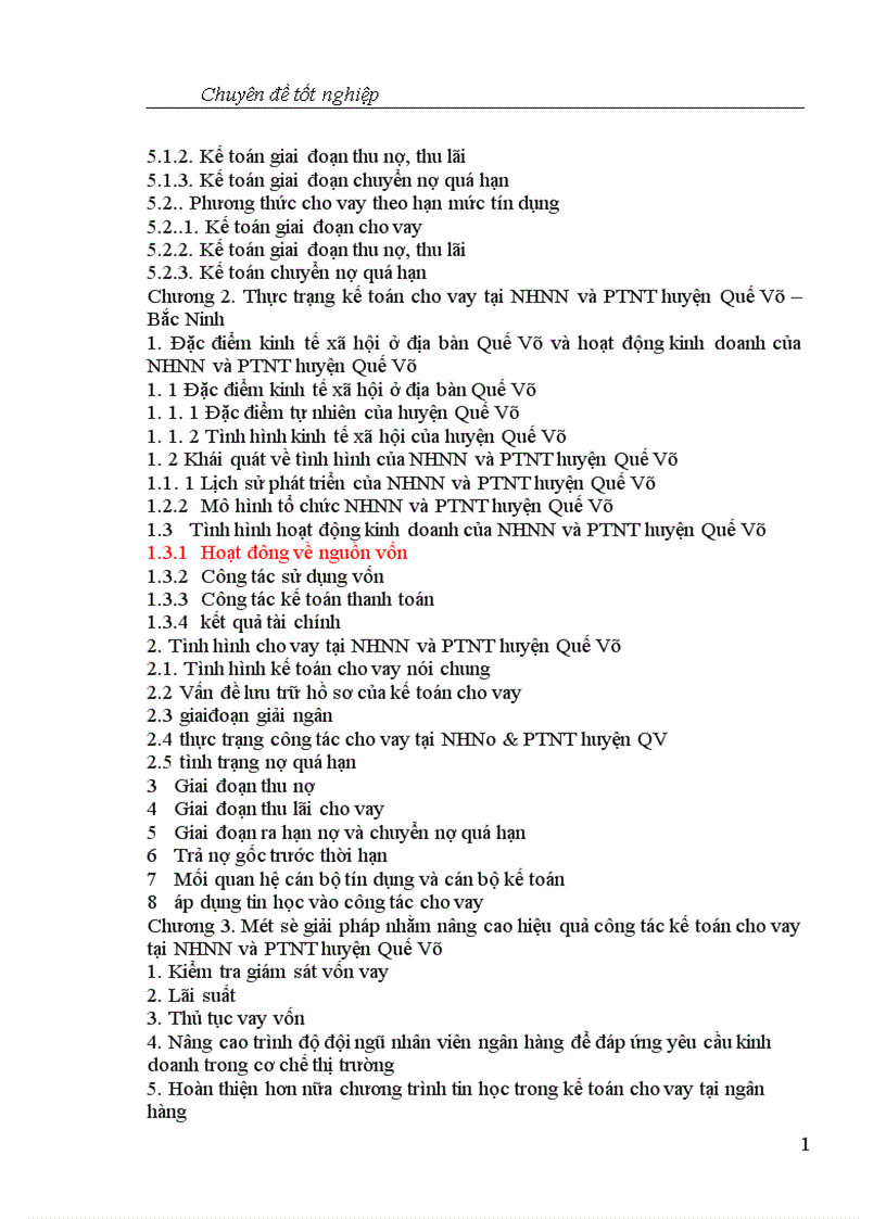 image for page Một số giải pháp nhằm nâng cao hiệu quả công tác kế toán cho vay tại NHNo và PTNT huyện Quế Võ 1