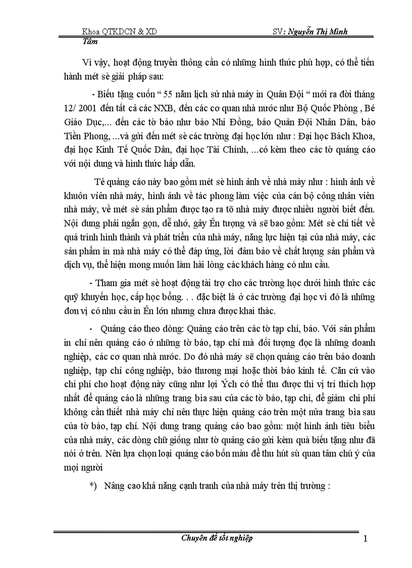 image for page Thực trạng công tác củng cố và mở rộng thị trường tiêu thụ ở nhà máy in quân đội 1