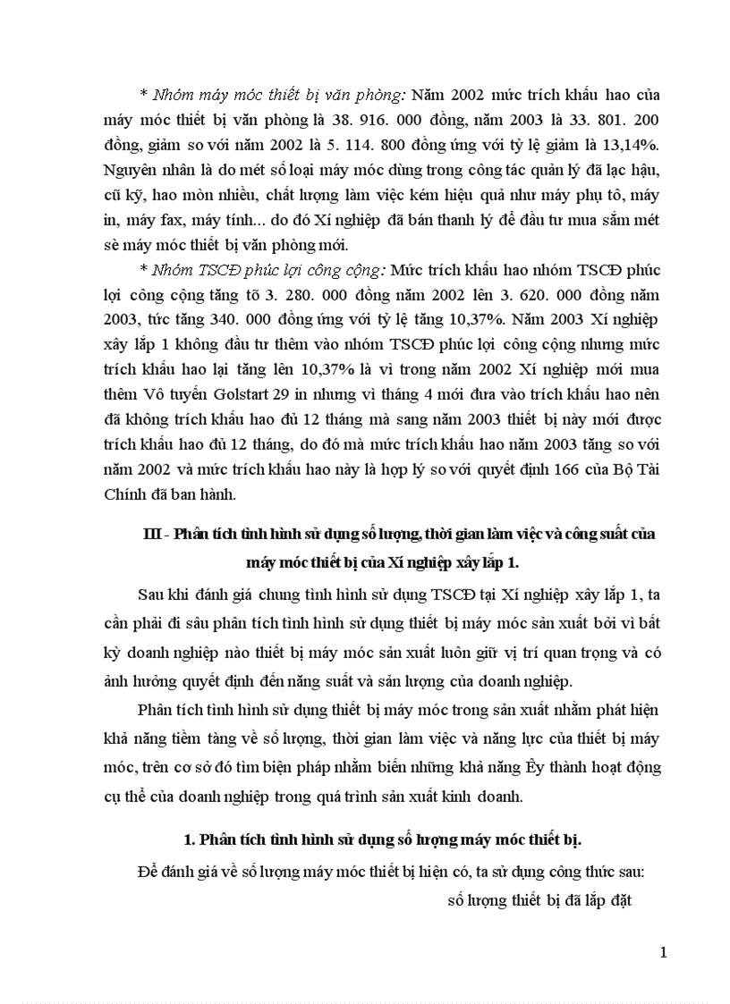 image for page Phân tích và đề xuất một số biện pháp nhằm nâng cao hiệu quả công tác quản lý và sử dụng tài sản cố định tại Xí nghiệp xây lắp 1