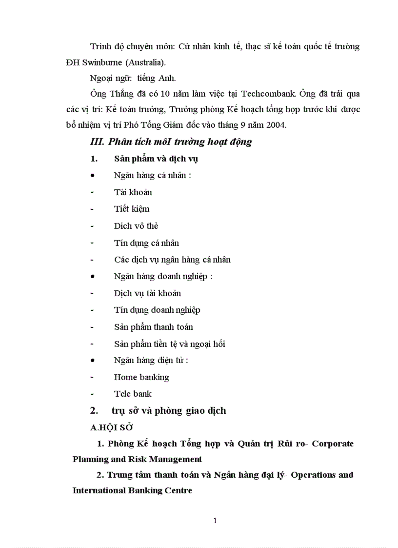 image for page Báo cáo thực tập tổng hợp của của Ngân Hàng thương mại cổ phần kĩ thương Techcombank