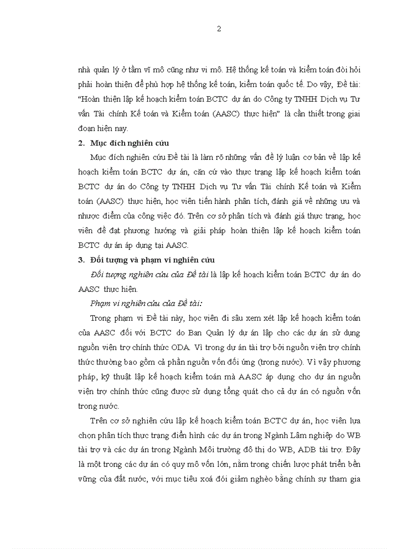 image for page Hoàn thiện lập kế hoạch kiểm toán BCTC dự án do Công ty TNHH Dịch vụ Tư vấn Tài chính Kế toán và Kiểm toán AASC thực hiện 1