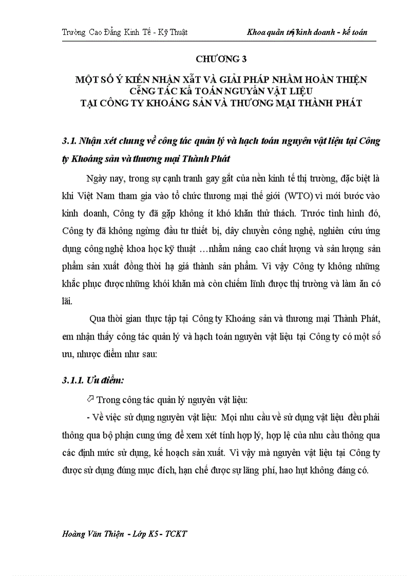 image for page Hoàn thiện công tác kế toán nguyên vật liệu tại Công ty Khoáng sản và thương mại Thành Phát 1
