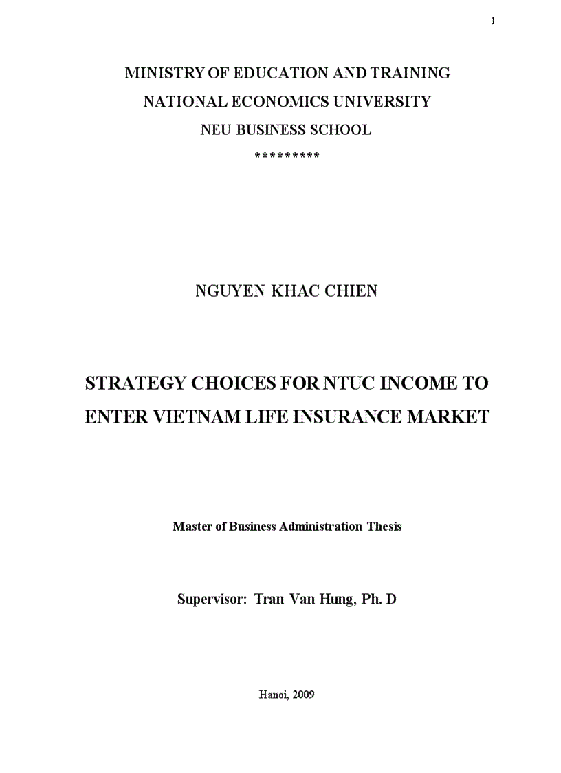 image for page Strategy choices for ntuc income to enter Vietnam life insurance market