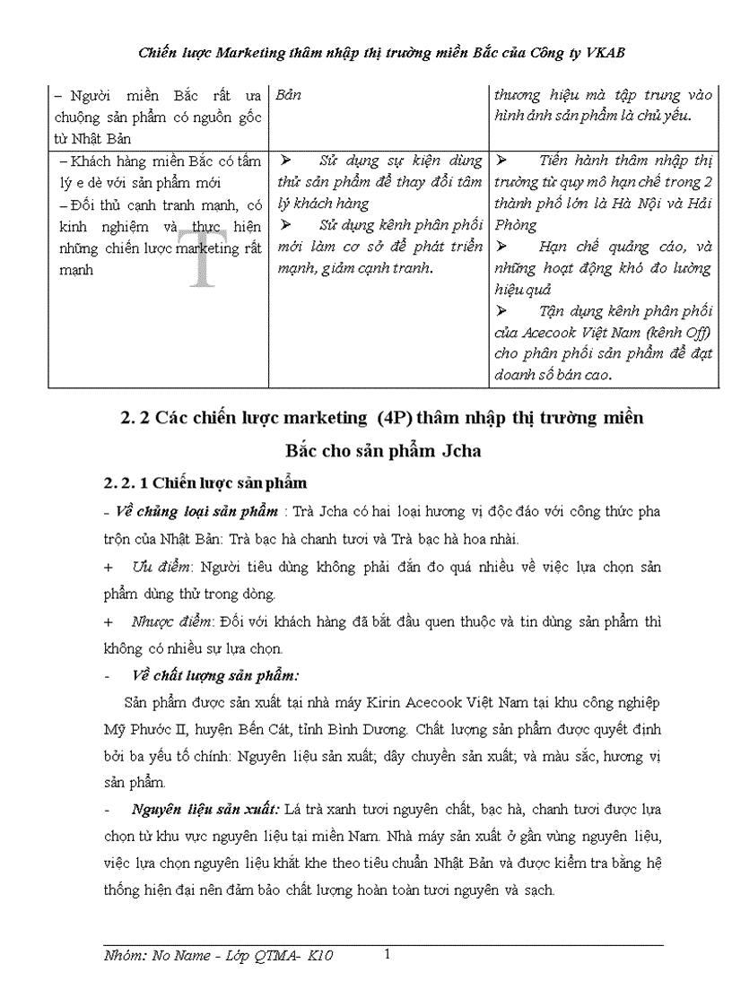 image for page Phân tích chiến lược Marketing thâm nhập thị trường miền Bắc của Công ty Liên doanh Kirin Acecook Việt Nam