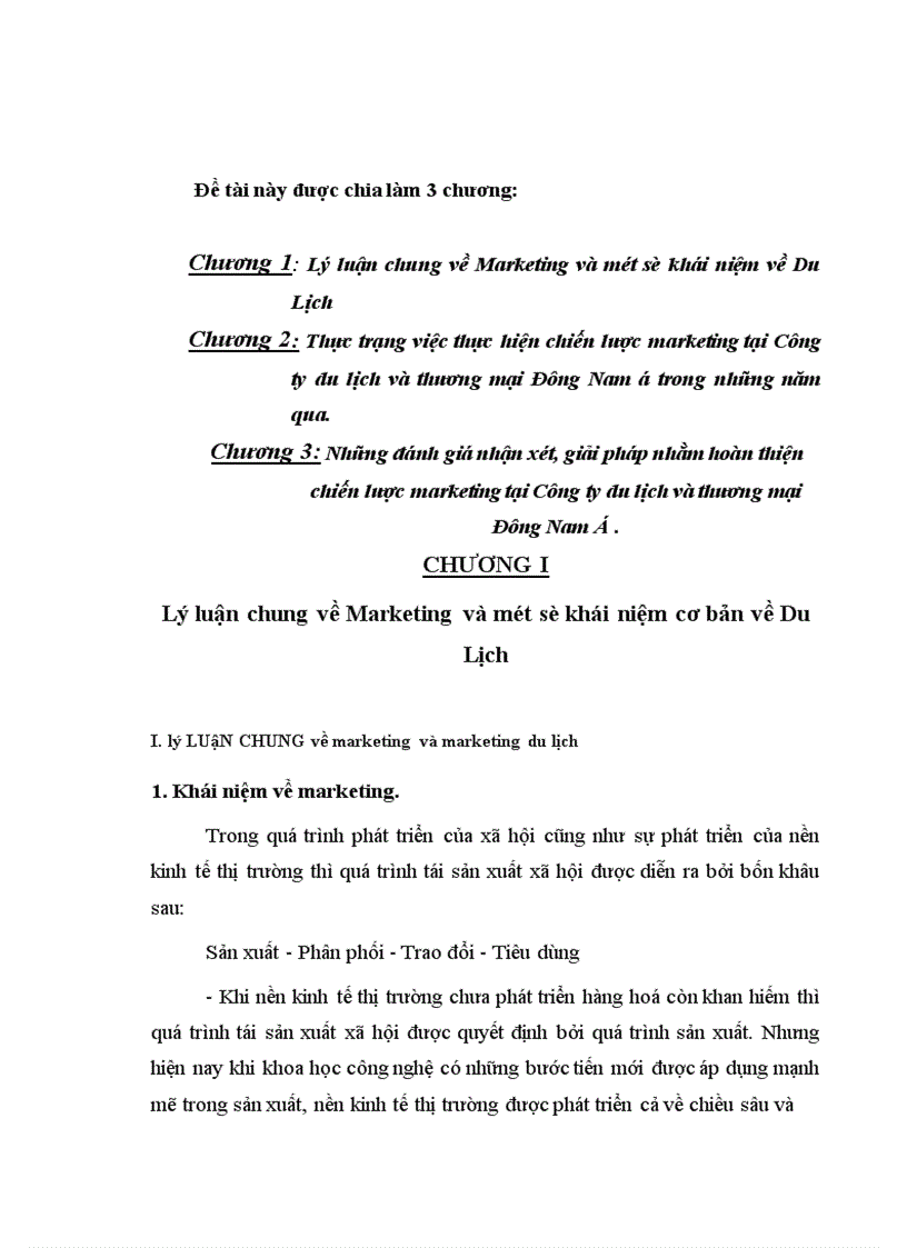 image for page Thực hiện chiến lược marketing tại Công ty du lịch và thương mại Đông Nam á 1