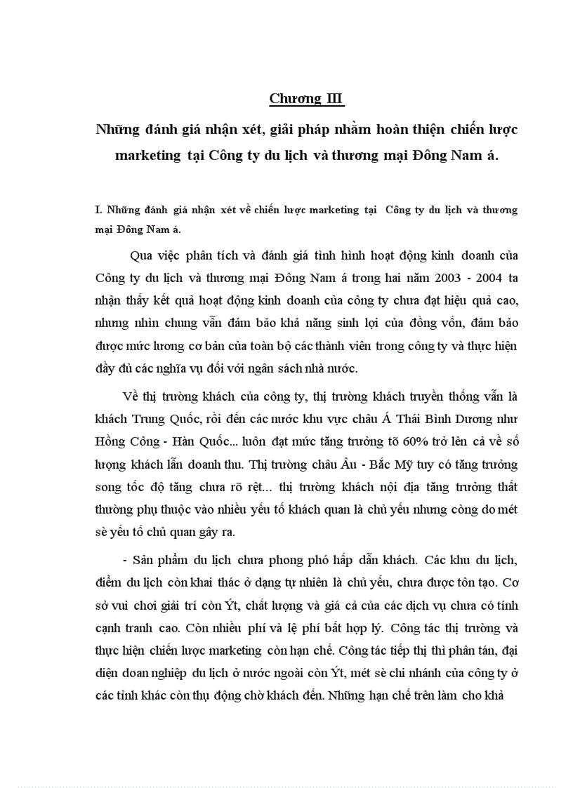 image for page Thực hiện chiến lược marketing tại Công ty du lịch và thương mại Đông Nam á 1