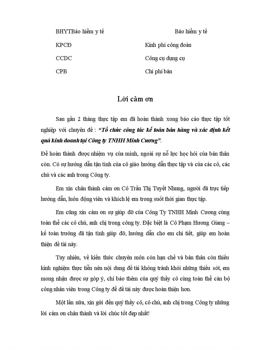 image for page Tổ chức công tác kế toán bán hàng và xác định kết quả kinh doanh tại Công Ty TNHH Minh Cương 1