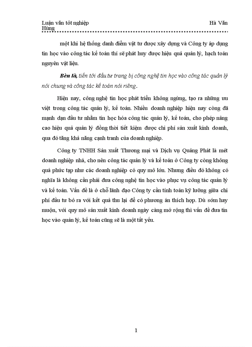 image for page Tổ chức công tác kế toán nguyên vật liệu ở Công ty TNHH Sản xuất Thương mại và Dịch vụ Quảng Phát 1