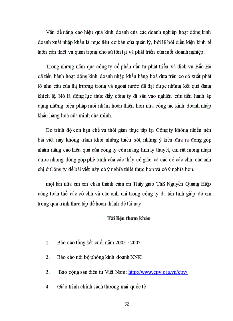 image for page Thực trạng và một số giải pháp nhằm nâng cao hiệu quả kinh doanh nhập khẩu của Công Ty Cổ Phần Đầu Tư Phát Triển Và Dịch Vụ Bắc Hà