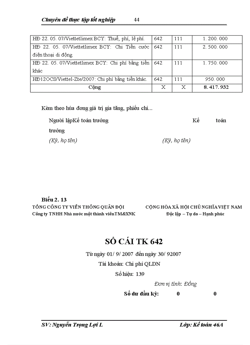 image for page Hoàn thiện kế toán chi phí doanh thu và xác định kết quả cung cấp dịch vụ tại Công ty thương mại và XNK Viettel 1