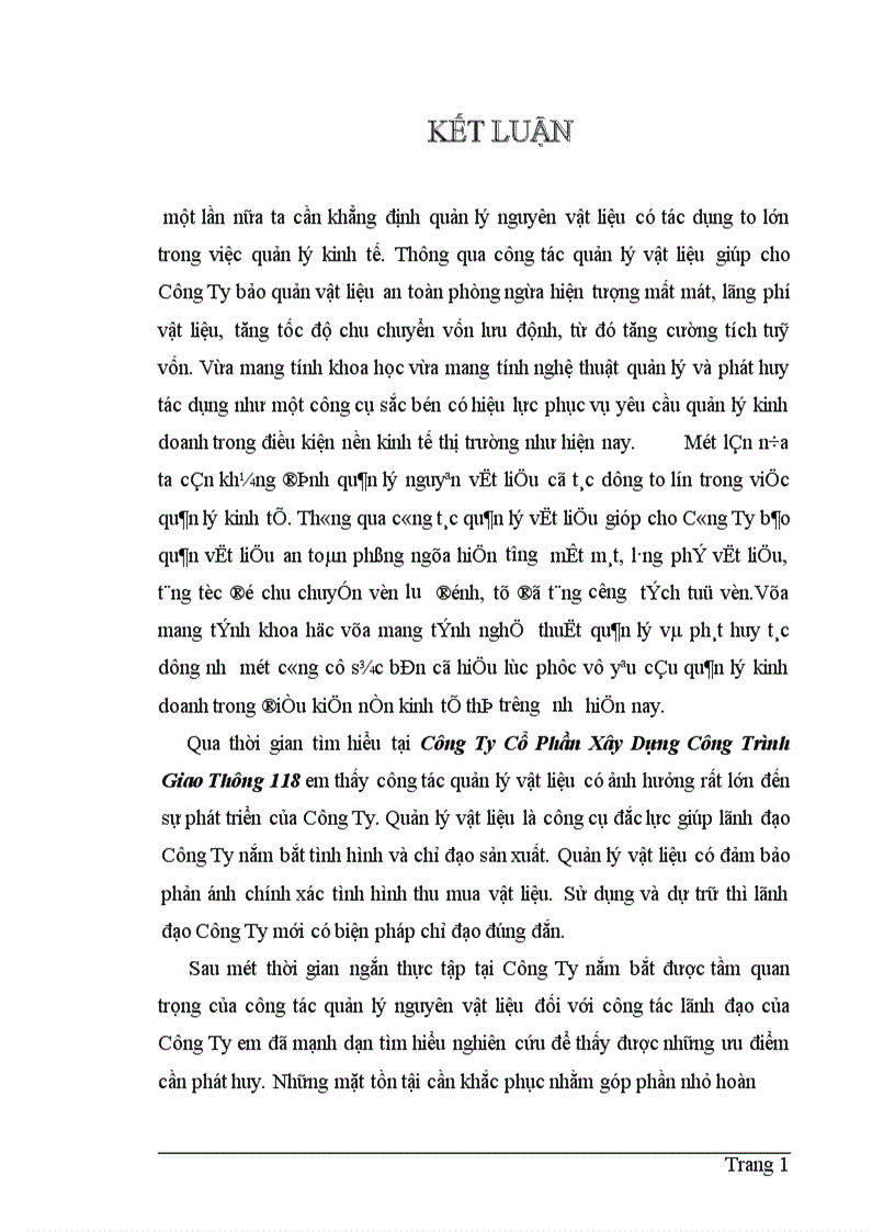 image for page Công tác quản lý nguyên vật liệu ở Công ty cổ phần xây dựng công trình giao thông 118 1