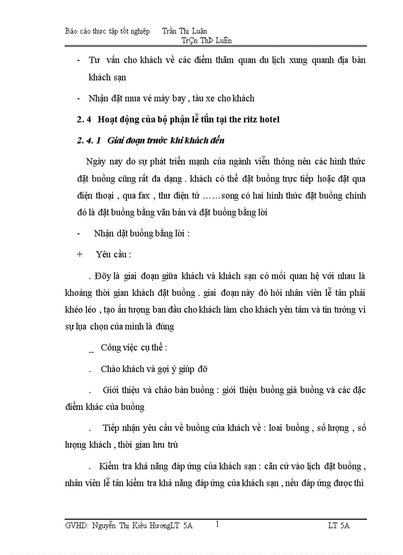 image for page Hoạt động của bộ phận lễ tân tại the ritz hotel