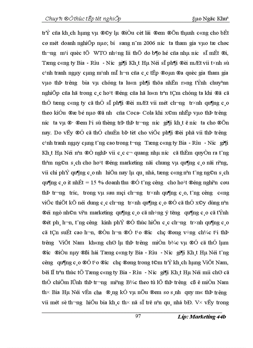 image for page Hoàn thiện chiến lược quảng cáo của Tổng công ty Bia Rượu Nước giải Khát Hà Nội 1