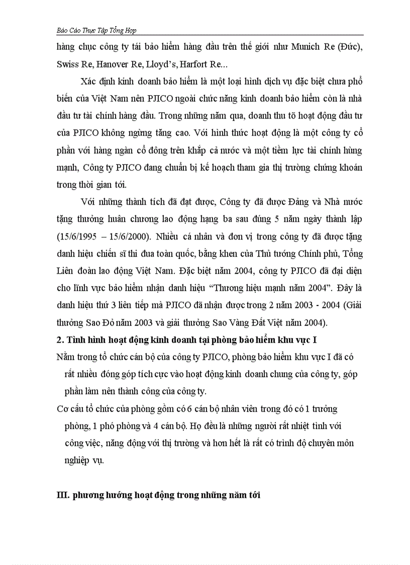 image for page Thực Tập Tổng Hợp nghiệp vụ bảo hiểm của Công ty PJICO