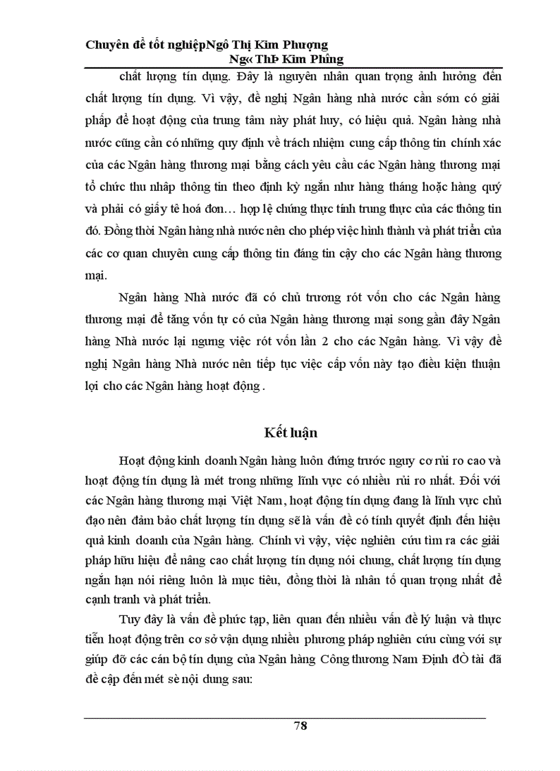 image for page Giải pháp nâng cao chất lượng tín dụng ngắn hạn tại Ngân hàng Công thương Nam Định 1
