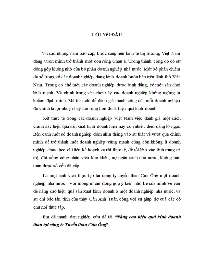 image for page Nâng cao hiệu quả kinh doanh than tại công ty Tuyển than Cửa Ông 1