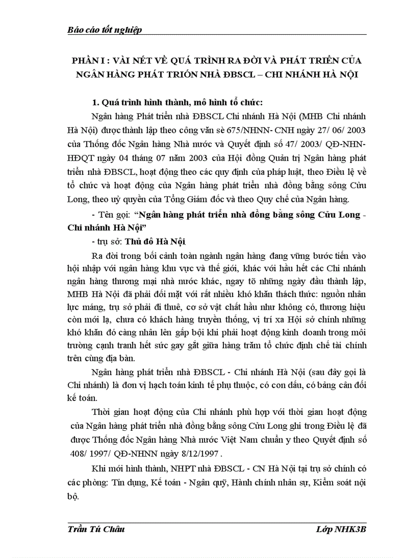 image for page Báo cáo thực tập tổng hợp tại ngân hàng Phát triển Nhà ĐBSCL chi nhánh Hà Nội