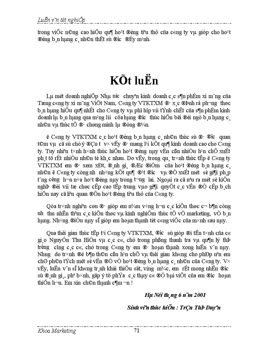 image for page Đẩy mạnh bán hàng cá nhân trong hoạt động tiêu thụ ở Công ty VTKTXM 1