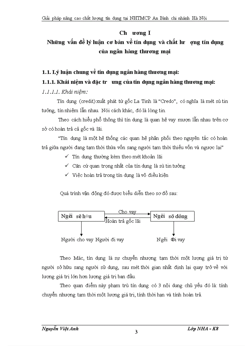 Giải pháp nâng cao chất lượng tín dụng tại NHTMCP chi nhánh Hà Nội 1